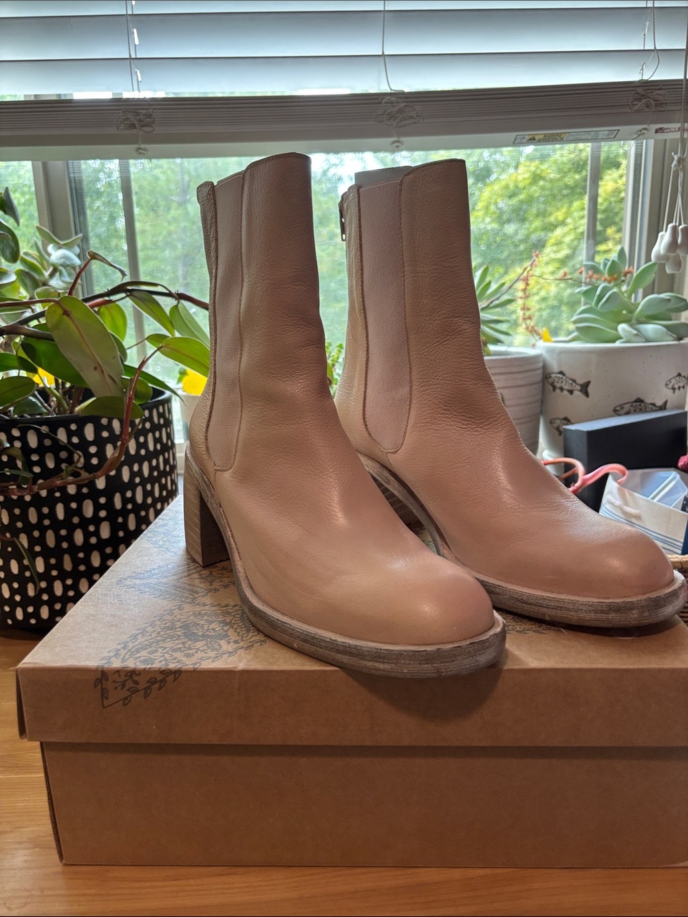 Free People Essential Chelsea Boot Leather Block Heel Ankle Boots